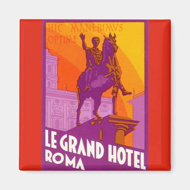Imán Viajes de época, Estatua Le Grand Hotel Roma, Ital (Frente)