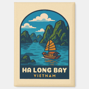 Imán Viajes de época Ha Long Bay Vietnam Retro Escenari