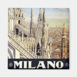 Imán Viajes de época Milán Italia Catedral gótica Duomo