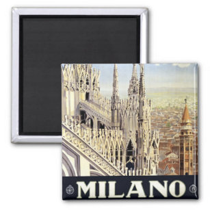 Imán Viajes de época Milán Italia Catedral gótica Duomo