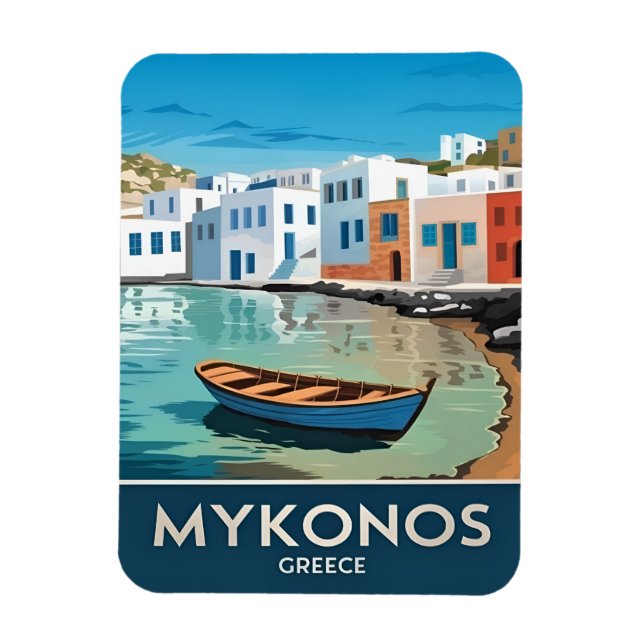 Imán Viajes de época Mykonos Grecia Paisaje costero (Vertical)