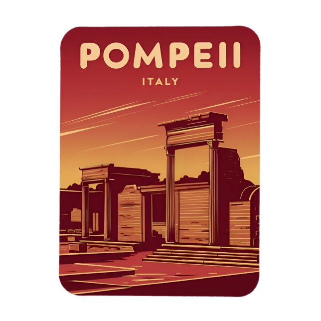 Imán Viajes de época Pompeya Italia Gráfico retro (Vertical)