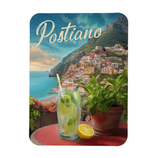 Imán Viajes de época Positano Italia Retro Escenario (Vertical)