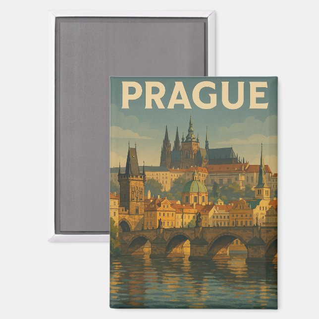 Imán Viajes de época Praga República Checa (Anverso/Reverso)