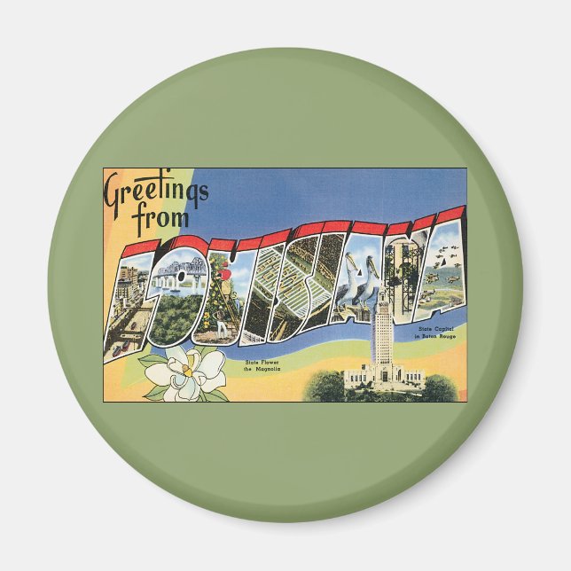 Imán Viajes de época, saludos desde el Golfo de Luisian (Frente)