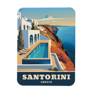 Imán Viajes de época Santorini Grecia Paisaje costero