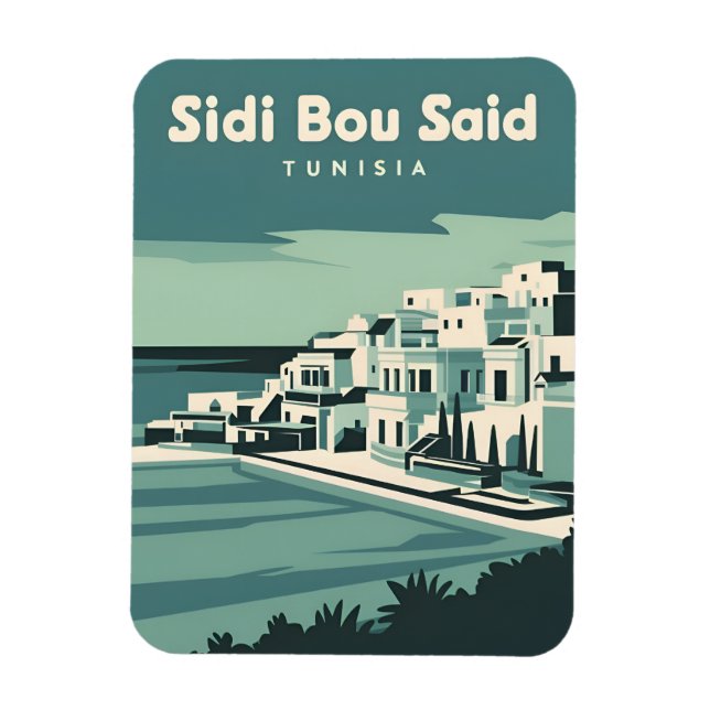 Imán Viajes de época Sidi Bou Said Túnez Retro Scenic (Vertical)