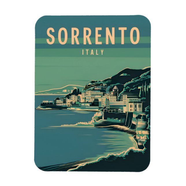 Imán Viajes de época Sorrento Italia Gráfico retro (Vertical)