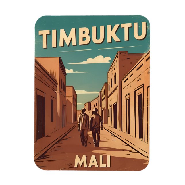Imán Viajes de época Timbuktu Mali Gráfico retro africa (Vertical)