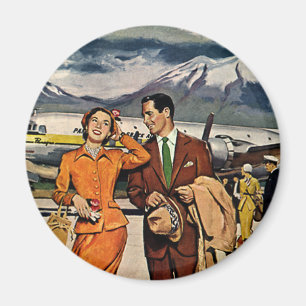 Imán Viajes de época, turistas en el aeropuerto de Pana