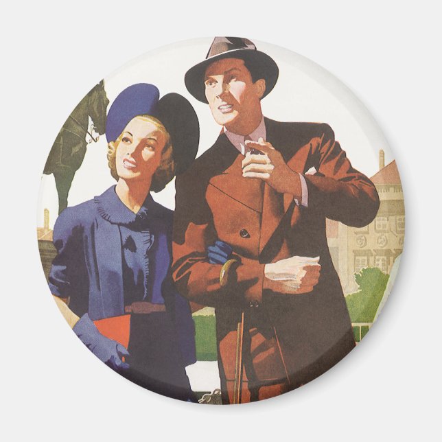 Imán Viajes de época, turistas en turismo de vacaciones (Frente)