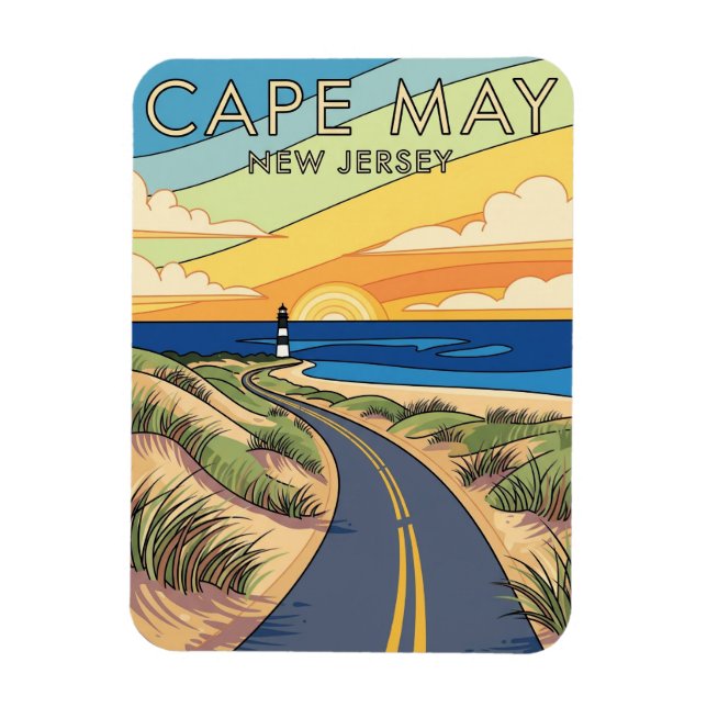 Imán Viajes de Ilustracion de Cape May New Jersey (Vertical)