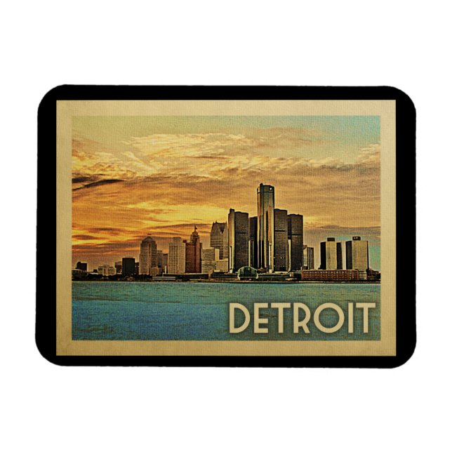 Imán Viajes de la época de Detroit Michigan (Horizontal)