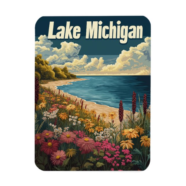 Imán Viajes de la época del lago Michigan (Vertical)