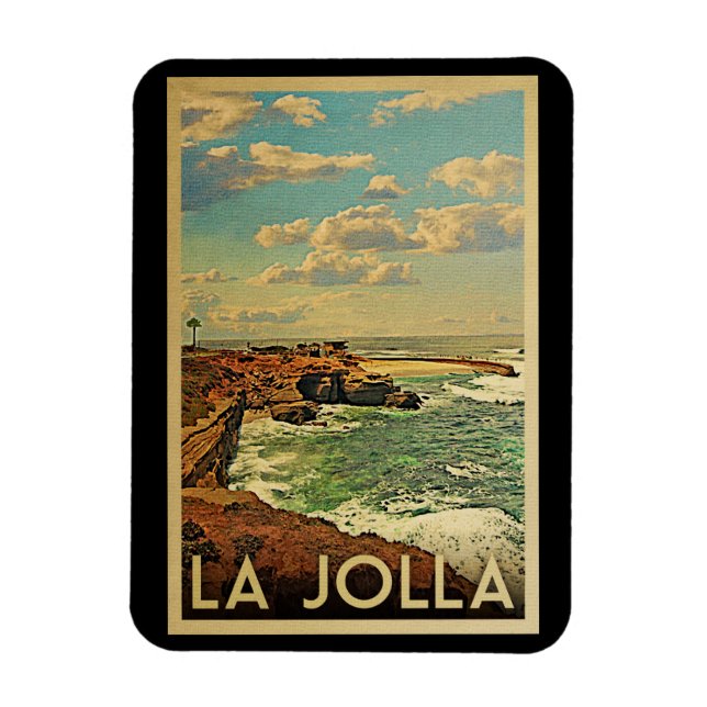 Imán Viajes de la jolla Vintage en la costa de Californ (Vertical)