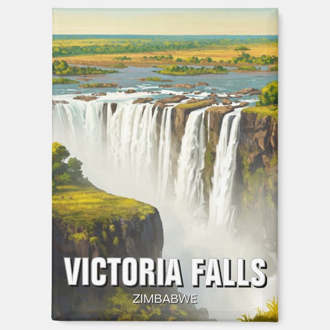 Imán Viajes de las cataratas Victoria de Zimbabue (Anverso)