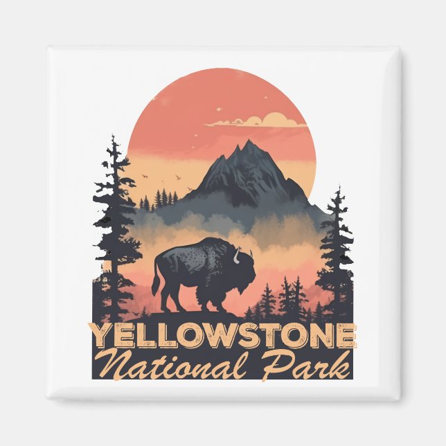 Imán Viajes de montaña del Parque Nacional Yellowstone (Frente)