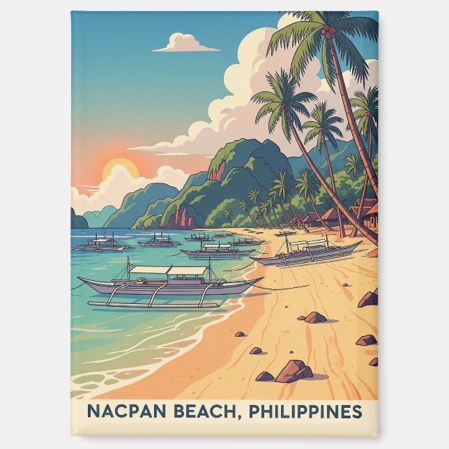 Imán Viajes de Nacpan Beach Filipinas (Anverso)