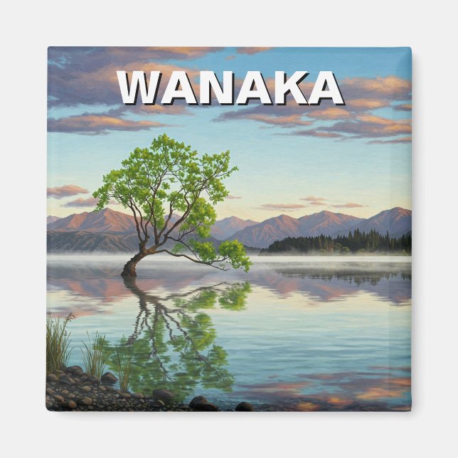 Imán Viajes de Nueva Zelanda por el lago Wanaka Tree (Frente)