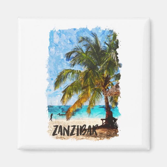 Imán Viajes de playa tropical de Zanzíbar África (Frente)