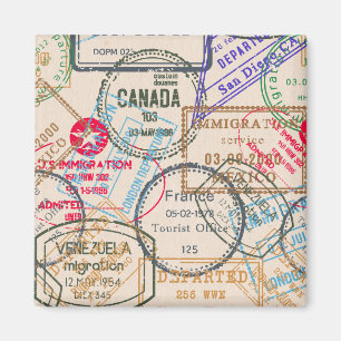 Imán Viajes de sellos de pasaporte