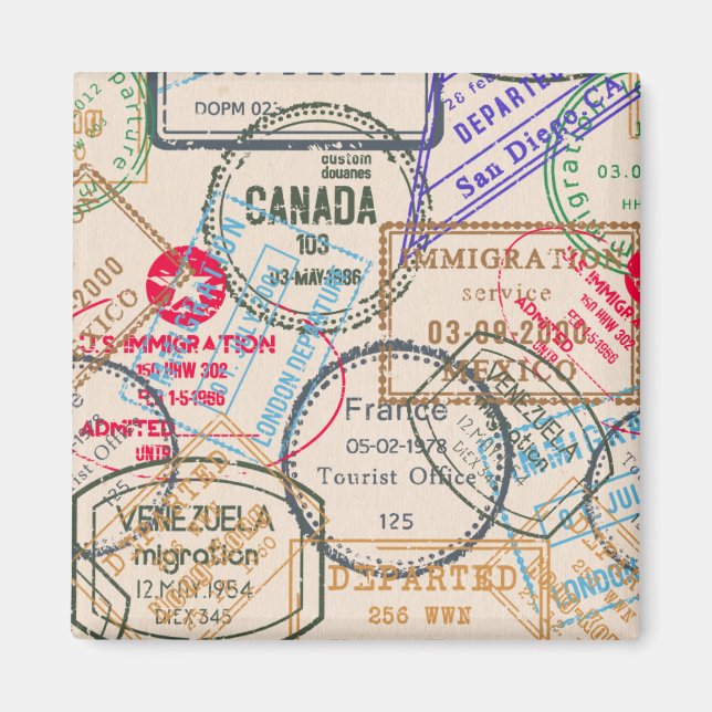 Imán Viajes de sellos de pasaporte (Frente)