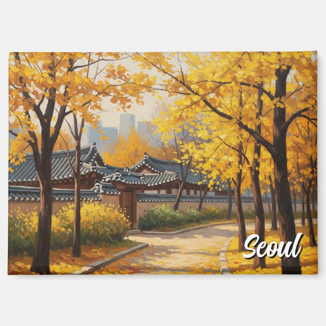 Imán Viajes de Seúl Bukchon en Corea del Sur (Anverso)