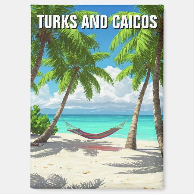 Imán Viajes de Turcas y Caicos en Hamaca de Playa (Anverso)