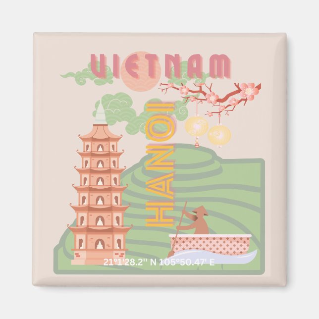 Imán Viajes de Vietnam, cosecha (Frente)
