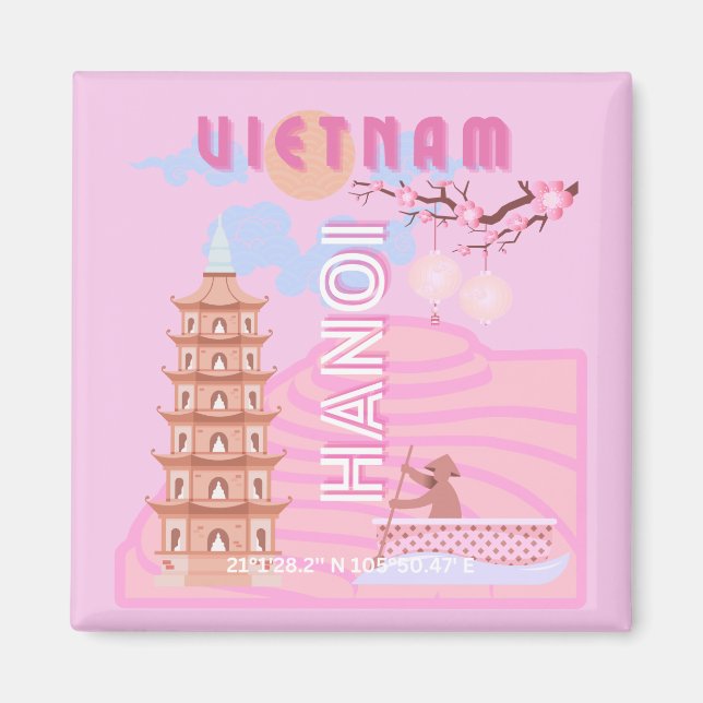 Imán Viajes de Vietnam, rosa (Frente)