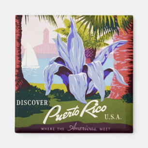 Imán Viajes de Vintage Poster Arte, Descubre Puerto Ric