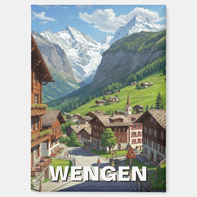 Imán Viajes de Wengen Suiza (Anverso)