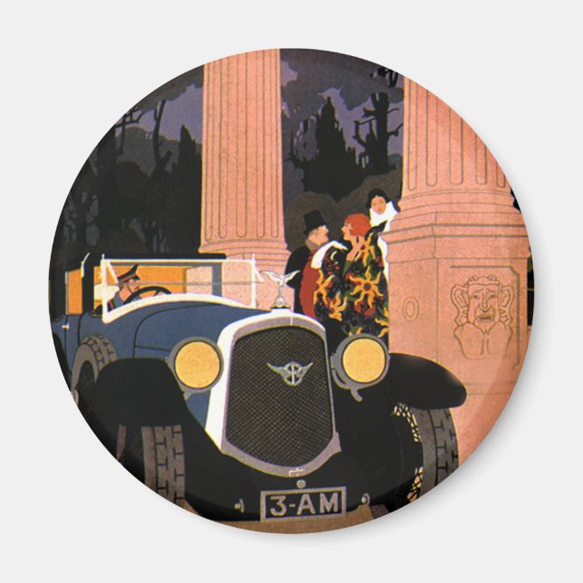 Imán Viajes Elegantes de Época, Coche Descapotable Eleg (Frente)