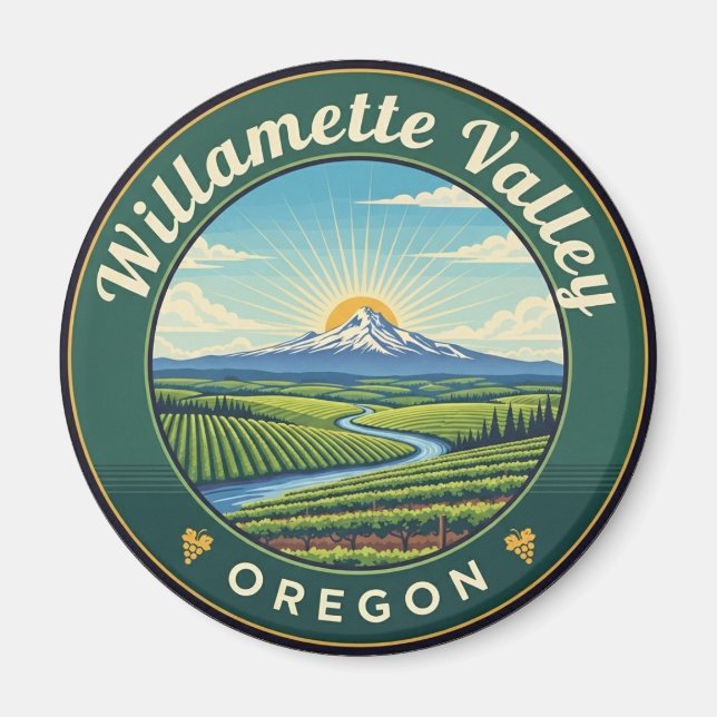 Imán Viajes en el valle de Oregon Willamette (Frente)