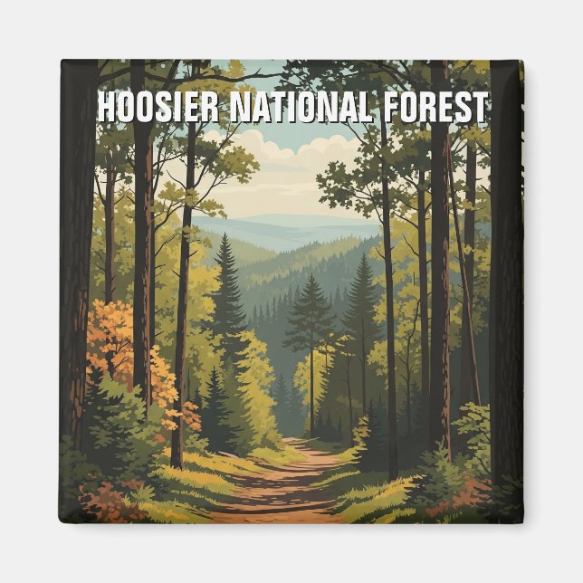 Imán Viajes forestales nacionales de Indiana Hoosier (Frente)
