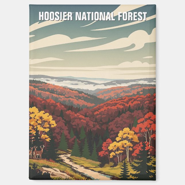Imán Viajes forestales nacionales de Indiana Hoosier (Anverso)