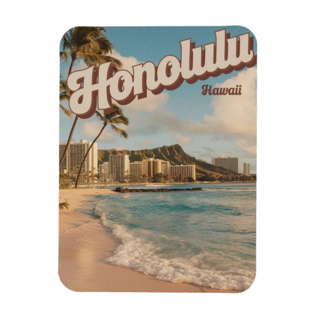 Imán Viajes Honululu, regalos de playa tropical de Hawá (Vertical)