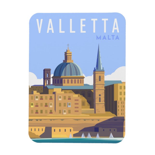 Imán Viajes modernos en malta en La Valeta (Vertical)