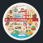 Imán Viajes por California<br><div class="desc">Este diseño presenta un collage de varios sitios en California.</div>