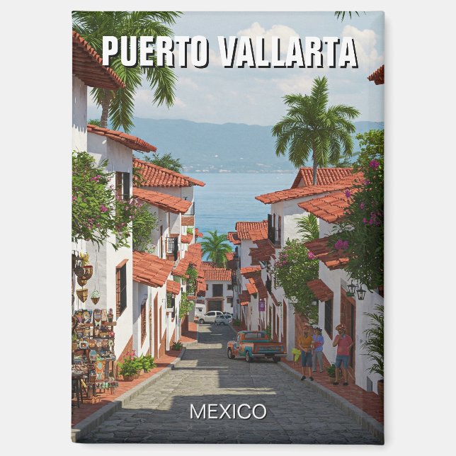 Imán Viajes por la calle Puerto Vallarta México (Anverso)