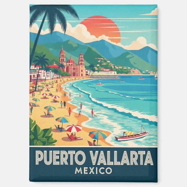 Imán Viajes por la playa en Puerto Vallarta México (Anverso)
