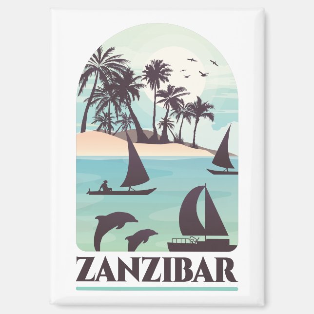 Imán Viajes retro de África de Zanzíbar (Anverso)