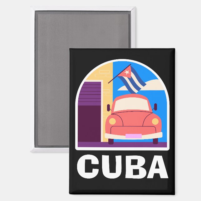 Imán Viajes retro mínimos de la isla cubana (Anverso/Reverso)