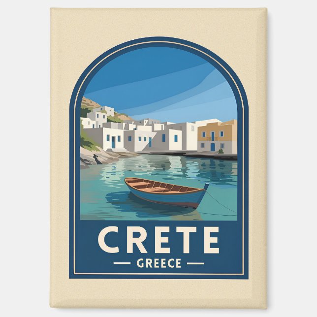 Imán Viajes Retro Vintage Creta Grecia Costa (Anverso)