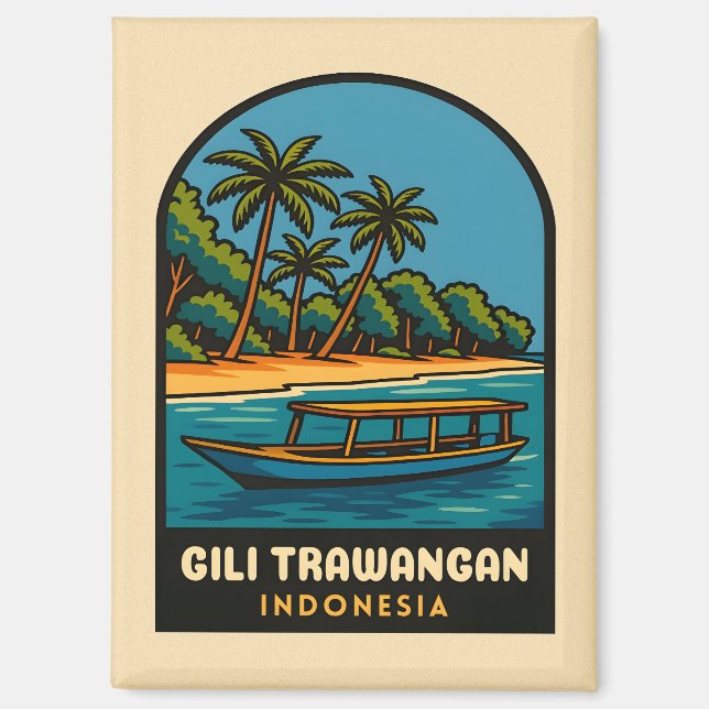 Imán Viajes retro vintage Gili Trawangan Indonesia (Anverso)