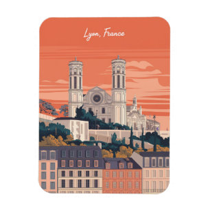 Imán Viajes vintage LYON ciudad francesa Rhône Alpes re