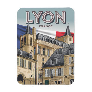 Imán Viajes vintage LYON ciudad francesa Rhône Alpes re