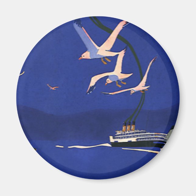 Imán Viajes vintage, vacaciones de cruceros en Alaska (Frente)