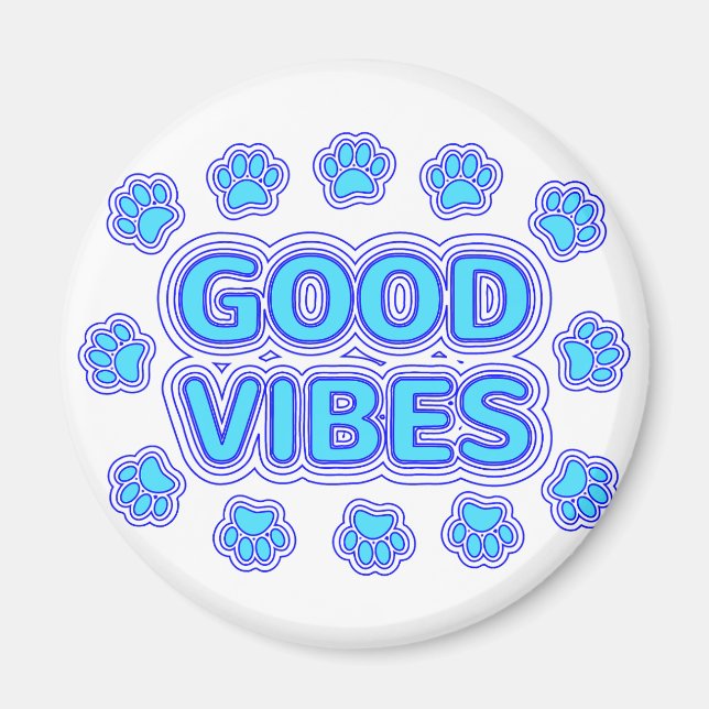 Imán Vibes buenas dibujos animados Perro pinturas (Frente)