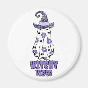Imán "Vibes de brujería" Halloween Fantasma Morado